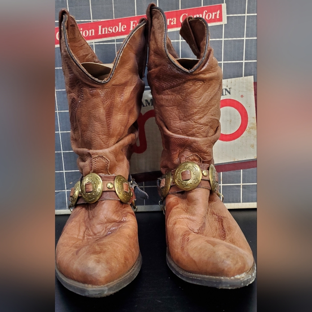 Vintage 1988 Dingo Men's Brown Snake Tipped Boots Size 9.5 EW